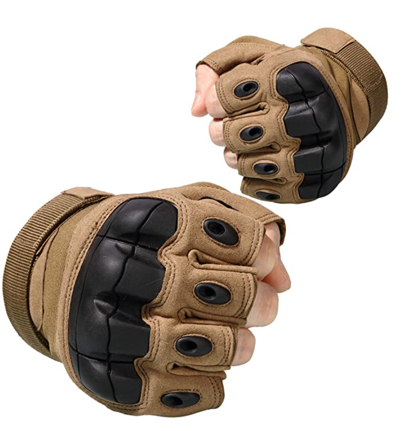 定制户外执勤黑色半指无指战术手套军用