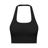 Sujetador deportivo OEM para mujer, con cuello halter, acolchado, de alta elasticidad, ajuste ceñido, para correr, gimnasio, fitness, marca privada, venta al por mayor