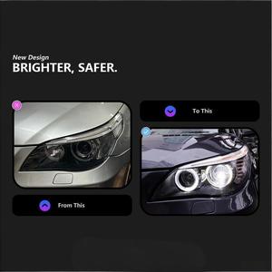 Para BMW Serie <span class=keywords><strong>5</strong></span> <span class=keywords><strong>E60</strong></span> (03-10) Conjunto de Faros Delanteros LED de Doble Haz con Lente Ojo de Ángel Modificados y Señales de Giro 12V - Product Image 3