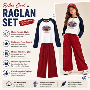Conjunto de Camiseta con Estampado de Letras y Pantalones Cargo para Niñas MZJ, Ropa Deportiva Casual para Adolescentes, con Logotipo, Spandex/Algodón - Product Image 5