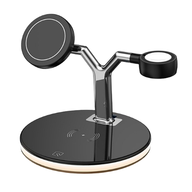 Corporate Gifts Multifunctional 15W Magnetic Stand with Night Light 3 in 1 Wireless Charging for iphone 15 Pro Max Custom Logo