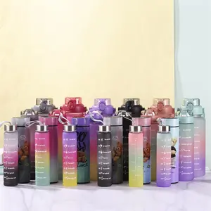 2L Plastic Sports Travel Plastic Bottle Set 4 in 1 Smart Thermos Bottle 4 In 1 Water Bottle With Handle