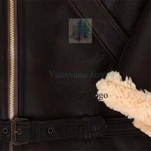 Abrigo de piel Chaqueta de bombardero para hombre Abrigo de piel de oveja para hombre Piloto de Aviador Chaqueta de cuero de piel de Bombardero Marrón - Product Image 4