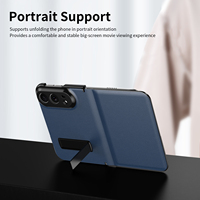 Étui de protection en cuir pour téléphone à écran pliable avec support métallique invisible, protection de l'appareil photo, antichoc, design à rabat