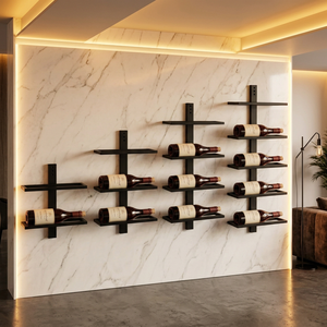 Factory Custom Metal <strong>Wall</strong> <strong>Mounted</strong> Black <strong>Wine</strong> <strong>Rack</strong> <strong>Wine</strong> Bottle Holder for Home Commercial Bar <strong>Wine</strong> Storage - Product Image 1