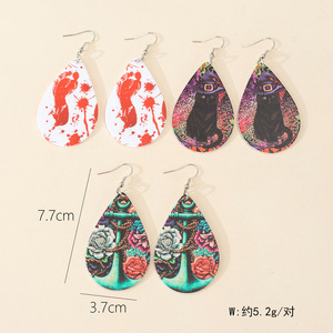 Pendientes de Gota con Estampado de Halloween y Navidad, Accesorios de Moda para Fiesta, Diseño de Calavera y Calabaza - Product Image 2