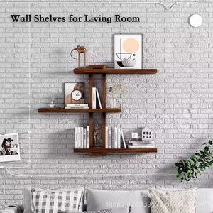 Wooden Wall Mounted <b>Shelf</b> 3 Tier Irregular Shape Multipurpose Storage <b>Rack</b> For Living Room - Product Image 1