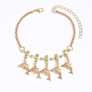 สร้อยข้อเท้าโลหะสไตล์ยุโรปอเมริกันสำหรับผู้หญิง ประดับจี้รูปปลาโลมาและเปลือกหอย ดีไซน์หรูหรา สไตล์ฮิปฮอป ผลิตจากโลหะผสม ประเทศจีน - Product Image 5