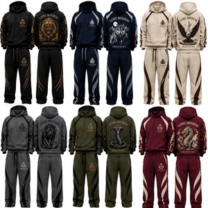 Conjunto Deportivo con Capucha para Hombre Long Mission, Sudadera Casual de Manga Larga, Pantalones con Cordón, Corte Regular, 100% Algodón, Invierno - Product Image 6