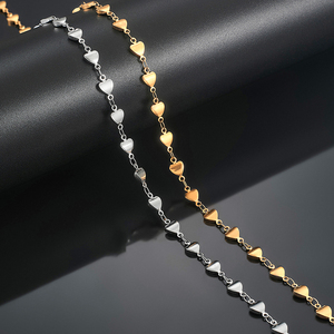 Collier ras du cou fin en acier inoxydable de 6 mm de large avec chaîne à maillons en forme de cœur pour femme, couleur or/argent, accessoires de bijoux en métal - Product Image 2