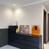 Fabricant de commodes de rangement pour chambre à coucher, sur mesure, à tiroirs décalés, gris foncé, sans poignées