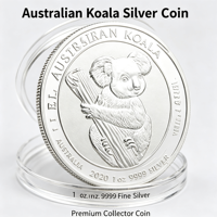 Koin Perak Murni 9999 Berlapis Emas 1 ons Koala Australia 2024, Koin Peringatan Koleksi