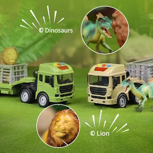 Camion transporteur de dinosaures/lions à friction acousto-optique pour enfants, jouet véhicule de transport inertielle avec sons et lumières - Product Image 4