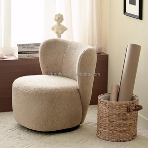 Sillón Moderno de Diseño con Tapicería de Tela Teddy, Sillón Curvo con Respaldo de Ala, Muebles para Recepción de Hotel, Galería de Arte - Product Image 1