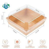 Impresión de logotipo Envases de comida para llevar desechables Caja para llevar Fiambreras con tapas Caja de aperitivos de papel Kraft marrón Cuadrada