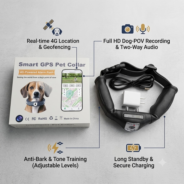 Premium Smart Pet Locator Collar Two-Way Talk & Long-Standby Battery Life