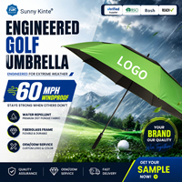 Payung Golf Hijau Hitam Ekstra Besar Ukuran Jumbo Kanopi Ganda Berventilasi Mewah Promosi Bermerek Kustom Cocok untuk Hujan dan Matahari
