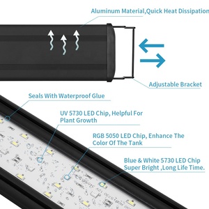 Lámpara LED <span class=keywords><strong>para</strong></span> <span class=keywords><strong>Acuario</strong></span>, Espectro Completo, Iluminación Ajustable <span class=keywords><strong>para</strong></span> Plantas Acuáticas, Hierba y Peceras, Lámpara Rectangular de Plástico PVC - Product Image 6