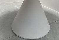 Table à manger ronde en pierre frittée blanche avec piétement conique en acier au carbone, mobilier moderne crème Japandi