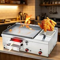 Matériel de cuisson commercial combiné pour restaurant : plaque chauffante à gaz, friteuse et four