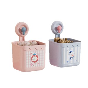 Xinzao Wall Mounted <b>Storage</b> Basket Round Pink <b>Blue</b> PP Suction Cup Kitchen Rack No Drilling Drainable Minimalist Style - Product Image 2