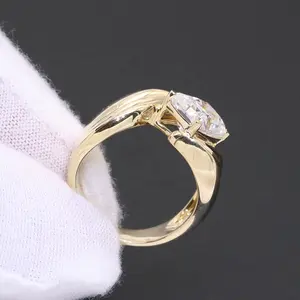 Aangepaste Fijne Sieraden 14K Geel Goud Solitaire Moissanite Diamond Ring D Vvs 3 Carat Radiant Cut Moissanite Ring Voor bruiloft