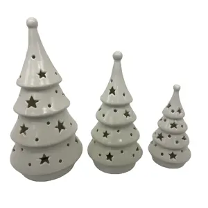 (Joinste) Christmas Tree Ceramic Tealight Holders - Ideal For Kids' Arts And Crafts, Gifts, Keepsakes, Assorted