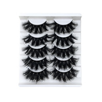 Lot de 5 paires de faux cils en vison synthétique végétalien, effet 8D, courbure DD, volume russe, bande complète 3D