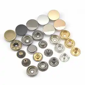 Custom Logo Stainless Steel Sliver Classic 4 Parts Metal Spring Snap Fastener Button For Garment Accessories