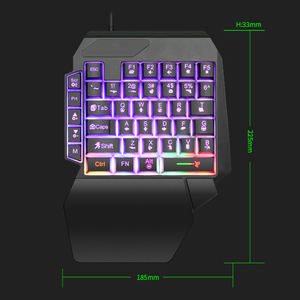 Nouveau clavier mécanique de jeu rétroéclairé RGB noir MOBA à une main, adaptateur de souris USB 2.0 pour téléphone portable - Product Image 4