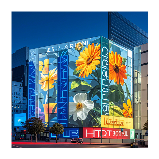 Outdoor Transparent Curtain Glass LED Display Wall P15.625 for Building Surface Advertising Video