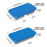 Nouvelle boîte à lunch réutilisable en acier inoxydable 304, 2 compartiments, capacité 450ml/550ml, couvercle en silicone empilable pour garderie et école