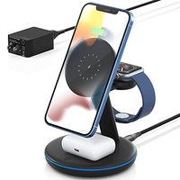 Station de charge 3 en 1 pour appareils Apple Support de charge magnétique 15W Fast Wireless Compatible pour iPhone AirPods Iwatch