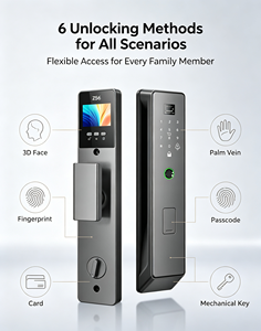 Tuya Smart Home Safety Aluminium Alloy Automatic <strong>Door</strong> Lock 3D Face Recognition Fingerprint WiFi HD Video <strong>Intercom</strong> Built-in - Product Image 3