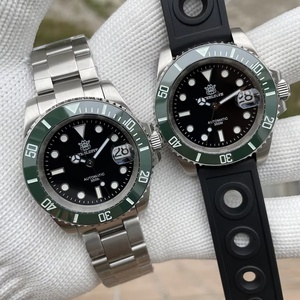 Montre automatique SD1953 avec cadran noir, lunette en céramique verte, NH35, étanche à 300 m, verre saphir, montres de plongée pour hommes - Product Image 3