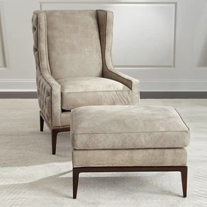 Fauteuil simple en bois massif de style américain moderne et minimaliste avec repose-pieds, chaise paresseuse de luxe légère à la française pour balcon, mobilier haut de gamme pour la maison - Product Image 3
