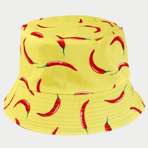 Wholesale Summer Fashion Unisex <b>Reversible</b> Fisherman Caps Custom Chili Printing Beach Sun <b>Hat</b> Polyester <b>Bucket</b> <b>Hats</b> - Product Image 5