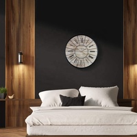 Nkandywind — horloge murale surdimensionnée 60CM, grande, en bois et en métal, décoration de ferme moderne rustique, pays français