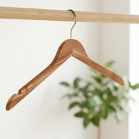 Cintres en bois naturel laqué avec encoches pour cravates et sangles - Organisateur de vêtements simple et haut de gamme pour magasin de vêtements et dressing