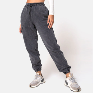 Pantalones Jogger Anchos de Algodón con Efecto Ácido, Cintura Elástica, Tiro Medio, Transpirables, Holgados y de Talla Grande para Mujer - Venta al por Mayor - Product Image 1