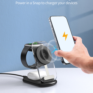 Trong Suốt Thanh Lịch Làm Việc Ánh Sáng Trống Gấp 3 Trong 1 Nam Châm Có Thể Gập Lại Sạc Không Dây Cho Bảng Điện Thoại Không Dây Sạc <span class=keywords><strong>Adapter</strong></span> - Product Image 5