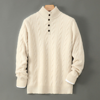 Pull en laine pour homme à col mi-haut avec fermeture éclair, pull en tricot à manches longues pour l'automne et l'hiver, logo personnalisé OEM ODM