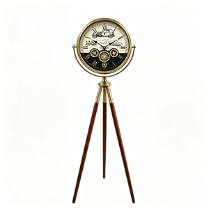 Reloj de pie trípode vintage con engranajes expuestos, marco de aleación, esfera de madera estilo coche antiguo, movimiento de cuarzo, decorativo, tipo reloj de <span class=keywords><strong>abuelo</strong></span> - Product Image 1