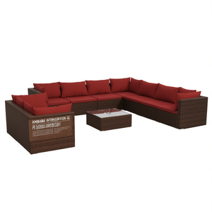 Set Lounge da Giardino in Rattan PE, Arredamento Modulare da Esterno Marrone, 10+ Posti, Design Contemporaneo - Product Image 1