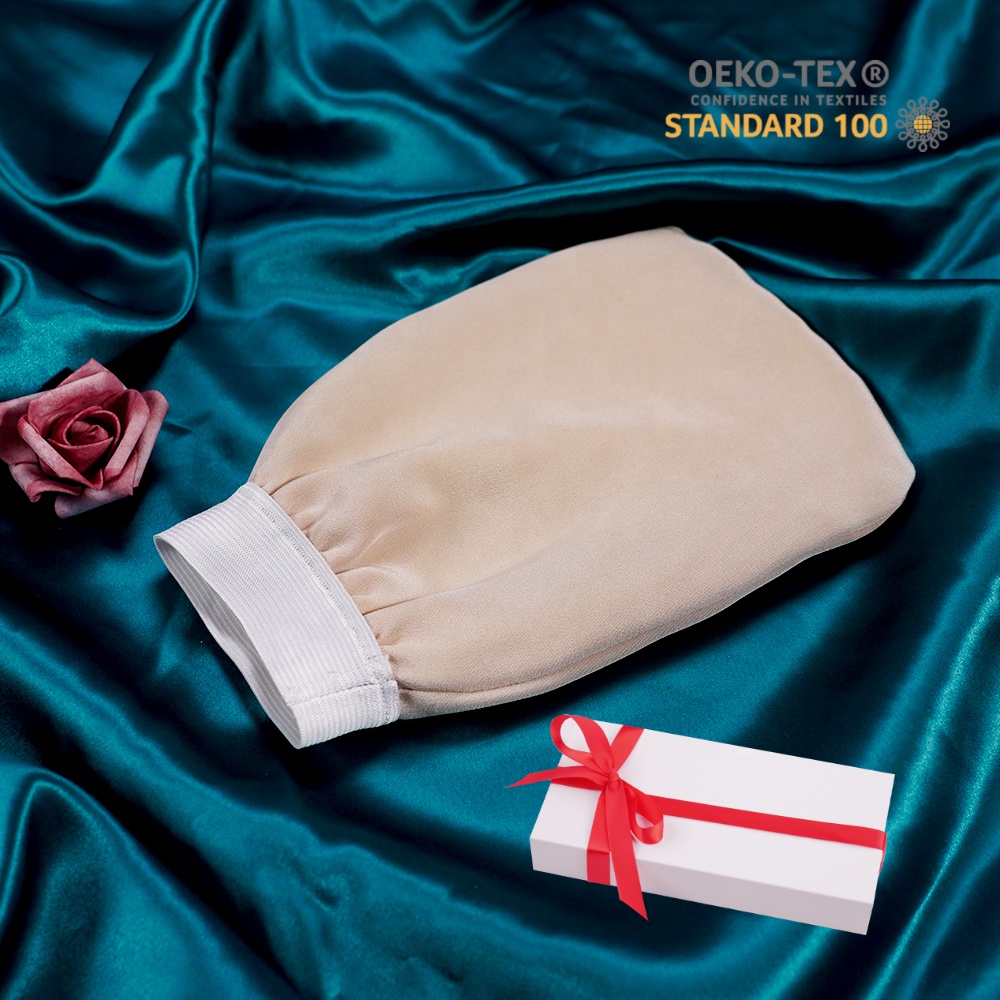 Отшелушивающая перчатка, шелковая отшелушивающая перчатка, роскошная фабрика, индивидуальная очистка кожи, отшелушивание, 100% шелк тутового шелкопряда, глубокое очищение тела