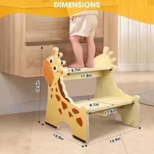 Sgabello in Legno a Due Gradini, Capacità 300 Libbre, Sgabello da <span class=keywords><strong>Cucina</strong></span> per Bambini con Piedini Antiscivolo - Product Image 4