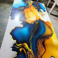 Panneau mural en PVC brillant Foju 1220*2440, 2 mm, 3 mm, feuille de marbre PVC pour revêtement mural UV