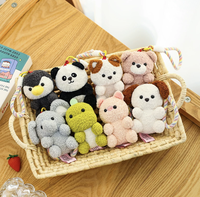 Porte-clés en peluche, breloque de sac animal, mini pendentif en peluche, jouet en peluche Kawaii, porte-clés avec cordon tressé, peluche Panda, peluche Dinosaure, assortiment