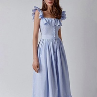 Robe longue maxi personnalisée en mousseline écologique sans manches à imprimé floral, col carré respirant, robe de bal à impression numérique