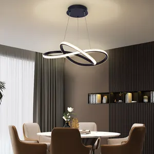 Anillo de iluminación de decoración de interiores Lámpara de araña Led negra moderna Led para el hogar